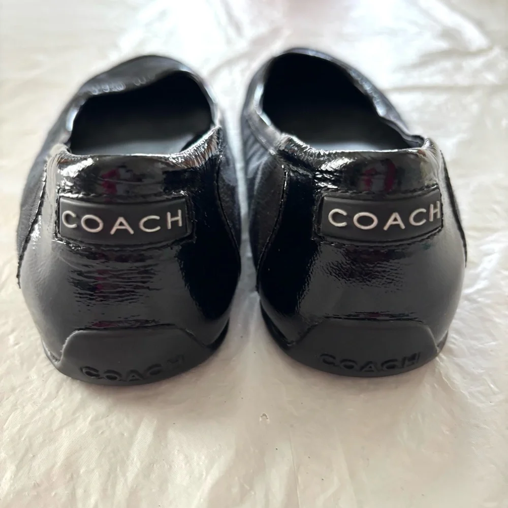NWOT Coach true Black signature canvas patent leather Ballet Flats SZ 8 - Picture 6 of 13
